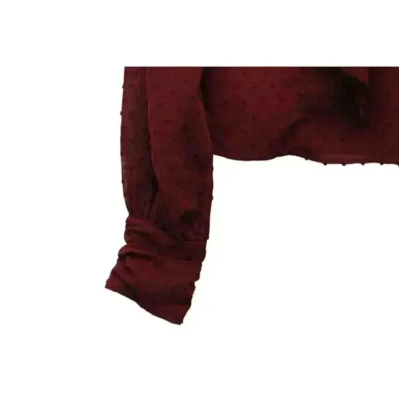 NWT Lulus Blouse Size Medium Textured Swiss Dot Sheer Mesh Keyhole Chiffon - Picture 4 of 16